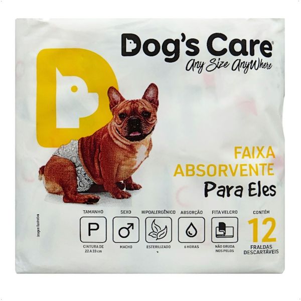 FRALDA HIGIÊNICA DESCARTÁVEL DOGS CARE P 12 UN PARA CÃES MACHOS